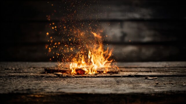 Spark explosion on dark concrete surface