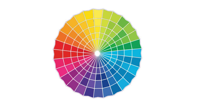 Colorful Color Wheel Chart with Spectrum of Hues and Shades