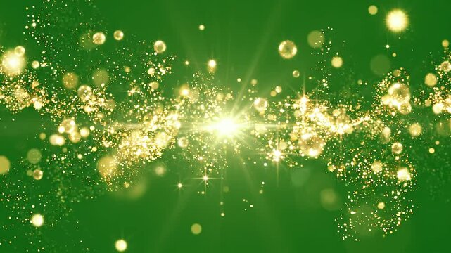 Magical Green Screen Background with Radiant Gold Fairy Dust Particles
