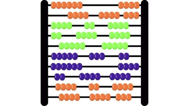 Vibrant, colorful abacus illustration with rows of beads, a visual aid for foundational mathematics, representing counting, arithmetic, and numerical understanding for educational use