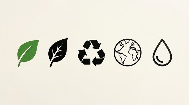 Environmental conservation and sustainability icons with leaf recycle earth