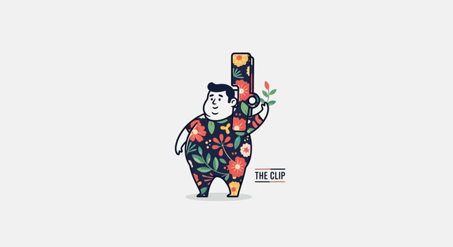 Character in Floral Pattern Suit Holding Decorative Case