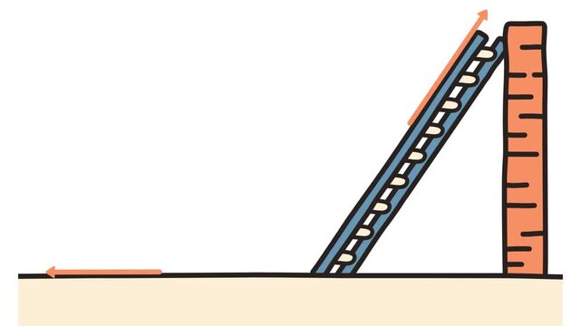 Vector diagram showing the forces of friction, normal reaction, and weight influencing a ladder's stability against a wall, a fundamental concept in introductory physics mechanics