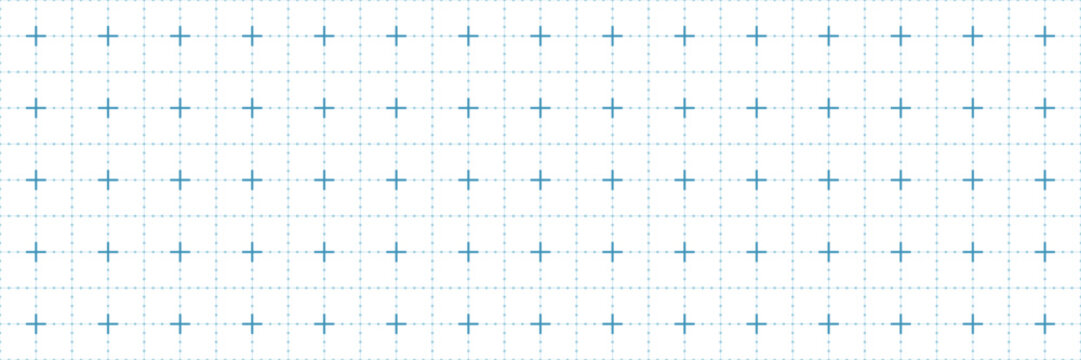 Seamless geometric grid pattern with blue cross markers and dotted lines on light background, minimal technical layout design for modern interface, abstract structure for engineering, mapping