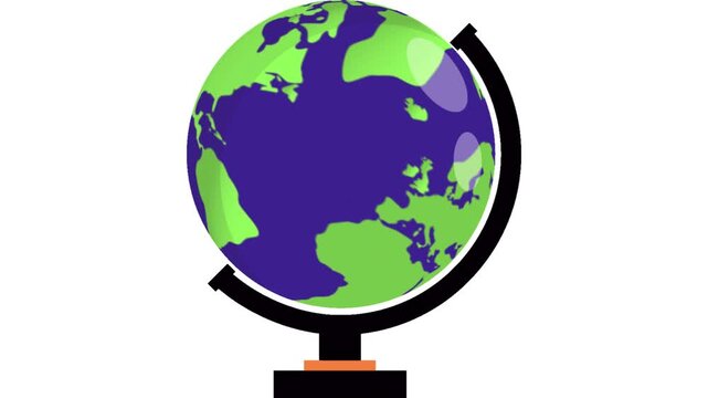 A graphic illustration of a globe showing the continents of Earth, representing global travel, education, and international business