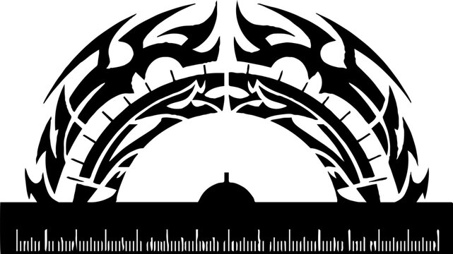Semi circular tribal sun or arch graphic design