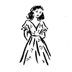 Fototapeta premium girl in a dress doodle illustration
