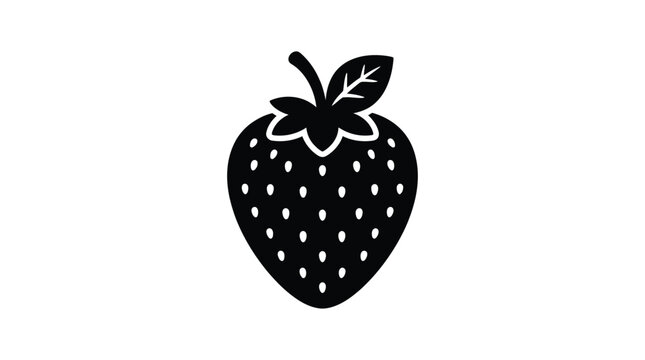 Strawberry silhouette on a white background simple black fruit shape
