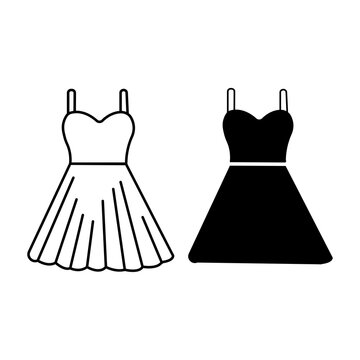 Dress icon. Fashion clothing symbol. Female outfit icon. Apparel web icon. Flat line style on white background