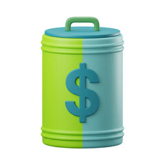Obraz premium 3D Dollar Sign Trash Can Icon with Green and Blue Colors