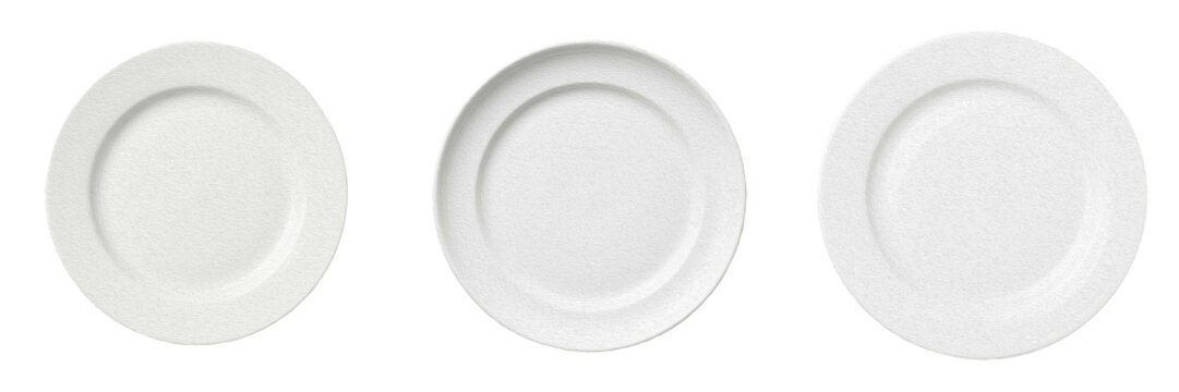 Clean White Ceramic Dinner Plate PNG Set, Empty Porcelain Round Dish Tableware, Isolated Kitchen Kitchenware Mockups