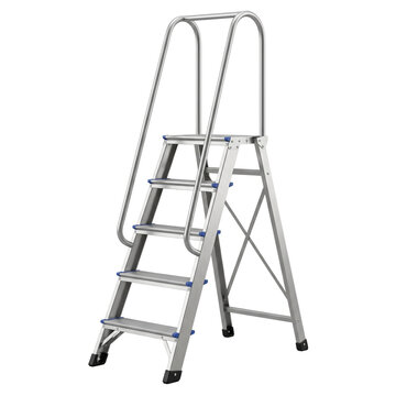 Aluminum Rolling Ladder with Handrails for Industrial Use