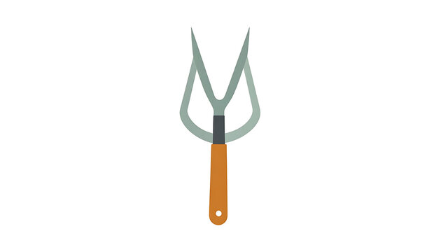 Isolated garden pitchfork tool with wooden handle, graphic illustration