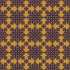 Fototapeta premium Shiny golden damask floral ornament on dark background for luxury wallpaper.
