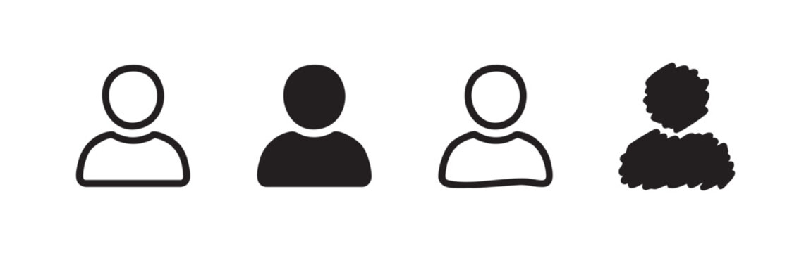 Simple Circular User Avatar Icon Set in Various Styles for Interface Design
