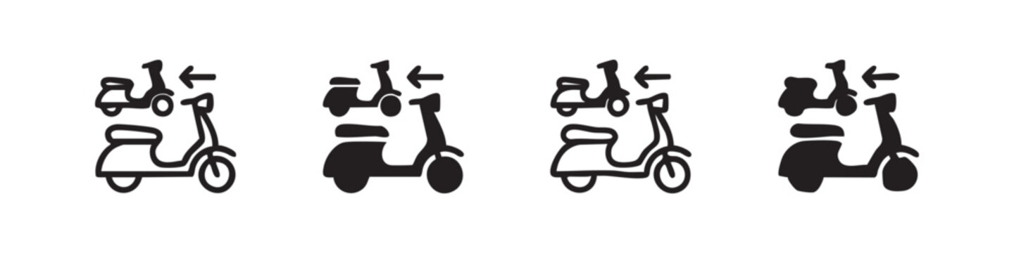 Scooter sharing service or rental return icon set