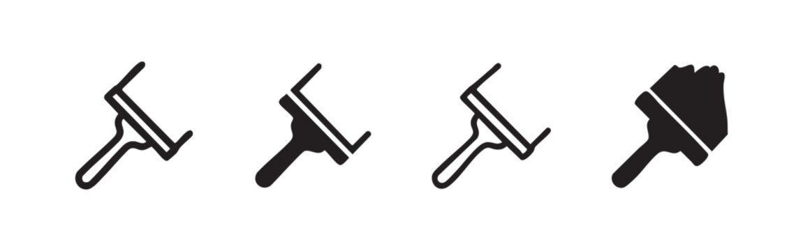 Paint scraper or spackling spatula tool icon set