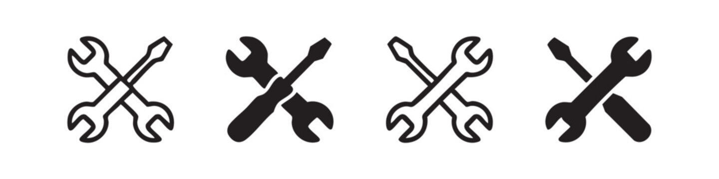 Treble clef and eighth note icon set, line art, white background