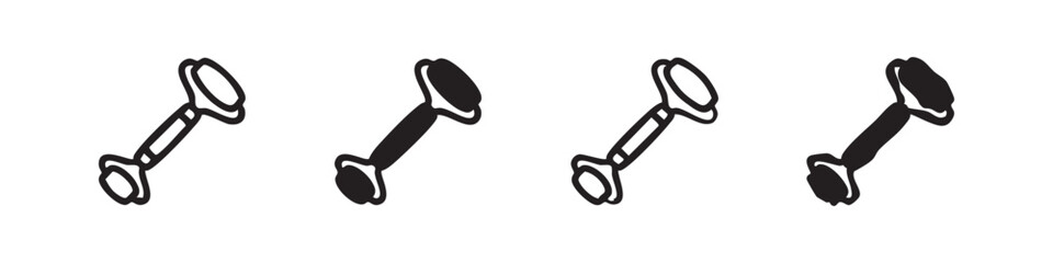 Set of Four Jade Roller Icons for Skincare: Sketchy and Solid Styles © liubomir118809