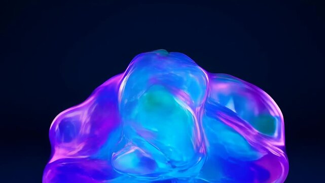 Abstract liquid fluid blob organic colorful translucent glowing swirl dark background with smooth shine and soft gradient, gradient neon glow minimal art, blue green violet glossy translucent digital
