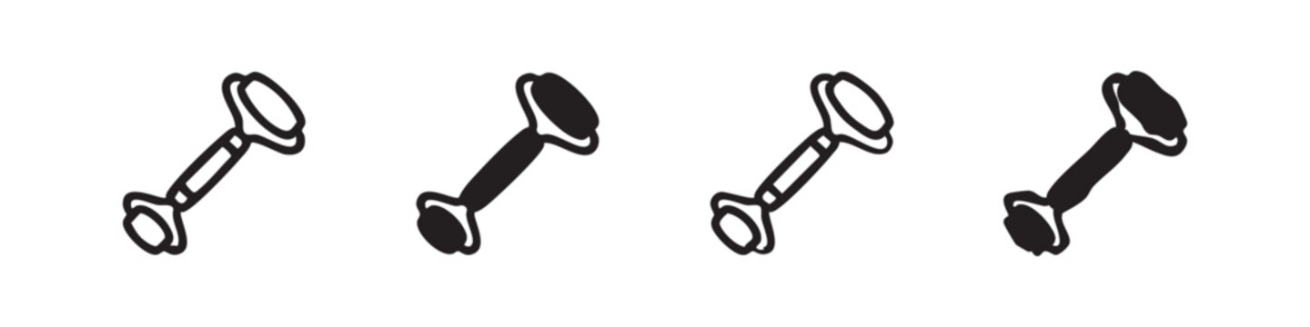 Set of Four Jade Roller Icons for Skincare: Sketchy and Solid Styles