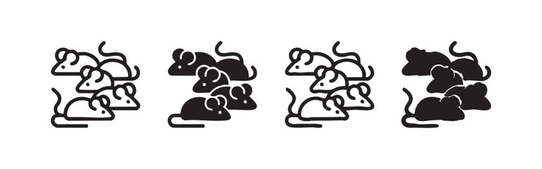 Fototapeta premium Group of mice rodents icon set with multiple mouse figures in various styles