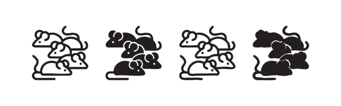 Group of mice rodents icon set with multiple mouse figures in various styles