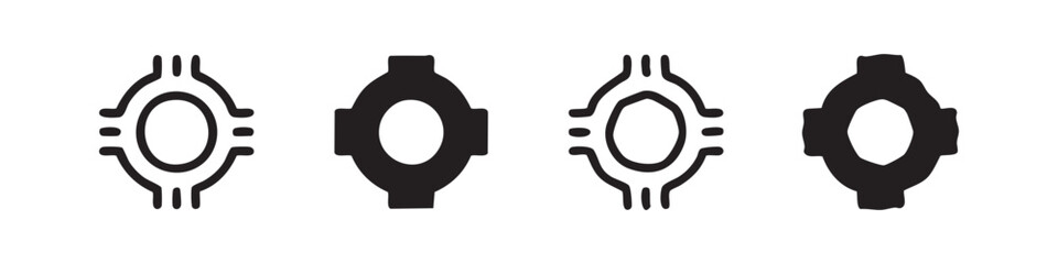 Traffic Roundabout and Circular Intersection Icons Set for Road Safety and Planning © liubomir118809