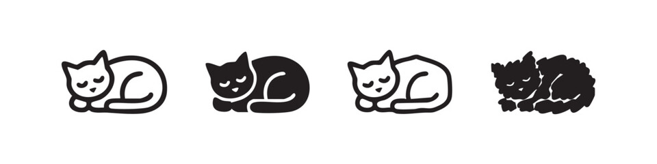 Sleeping Cat Pet Icon Set in Cute Styles © liubomir118809