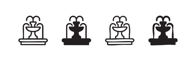 Park Water Fountain Decoration Icon Set in Different Styles © liubomir118809