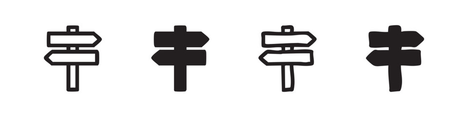 Fototapeta premium Multiple Direction Signpost Icons Set for Guidance and Options