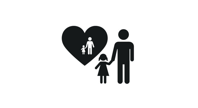 Family icon displayed inside a heart shape depicts the core values of love, protection, and parental care.