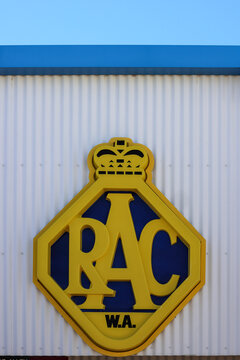 Perth, Western Australia - May 3 2026: Logo, sign on buliding exterior. Royal Automobile Club of Western Australia, RAC. Motoring club, mutual organization, motoring services and advice, insurance
