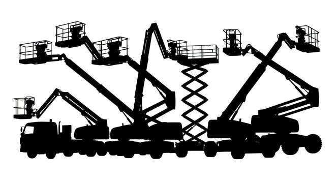 Silhouette Collection of Aerial Work Platforms and Scissor Lifts