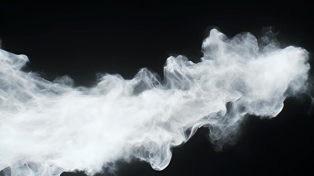 Abstract animation full frame wave saturation smoke on black background with soft white mist fluid motion and high contrast abstract wave stream design for SEO support