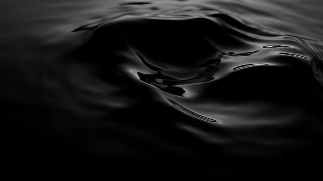 Abstract animation full frame wave with low saturation black water surface texture, smooth ripple pattern, dark liquid gradient background with soft light, minimal texture and water surface wave