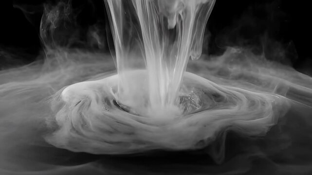 Abstract animation full frame wave saturation smoke swirl black background monochrome fluid motion with soft mist and dramatic vortex texture, abstract smoke animation full frame wave saturation