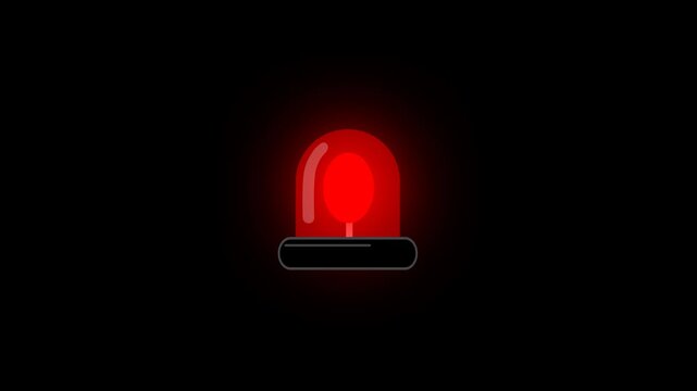 Emergency light animation with warning light effect on an alpha channel transparent background. Suitable for emergency scenes, police or ambulance video opener, warning system.  