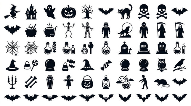 Collection of Halloween Icons and Symbols.