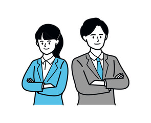 Fototapeta premium 腕組みをしているスーツ姿の男女