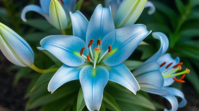 A beautiful blue lily opens its vibrant petals in this stunning timelapse, showcasing nature&rsquo;s grace and the intricate details of a blooming flower.