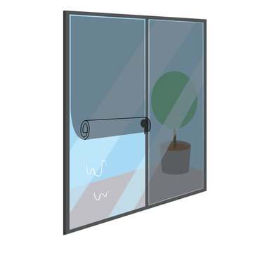 Window Film Installation Illustration on Glass.