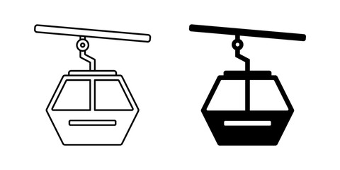 Cable Car Gondola Icon Set in Outline and Solid Style Isolated on White Background © Akhmad