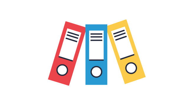 Three colorful ring binders on a white background