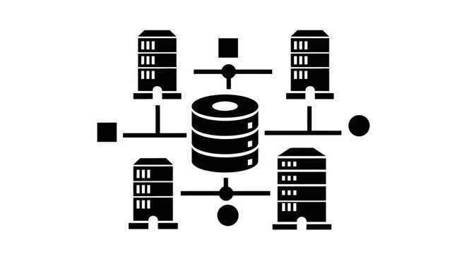 Server rack and network diagram icon