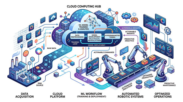 Cloud Computing Hub Orchestrating AI, Data Management, and Automated Operations for Digital Transformation