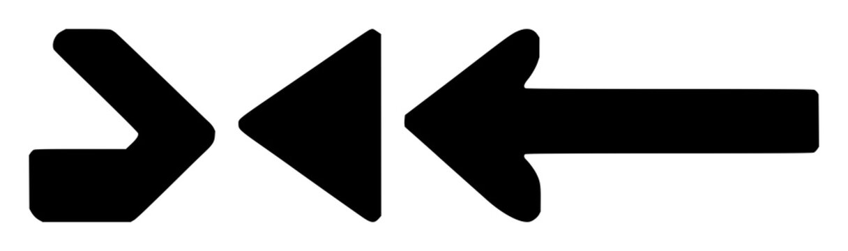 Arrow set with solid black icon on white background featuring right arrow, arrow icon, graphic with direction and simplicity