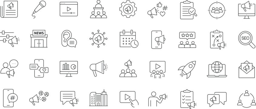 Public Relations icon set. Editable line icons.