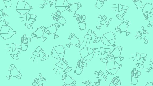 Light blue background with office items pattern suitable for business presentations, website banners, social media posts, stationery designs.