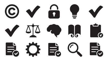 Fototapeta premium Set of intellectual property and business concept icons including copyright security ideas and success.